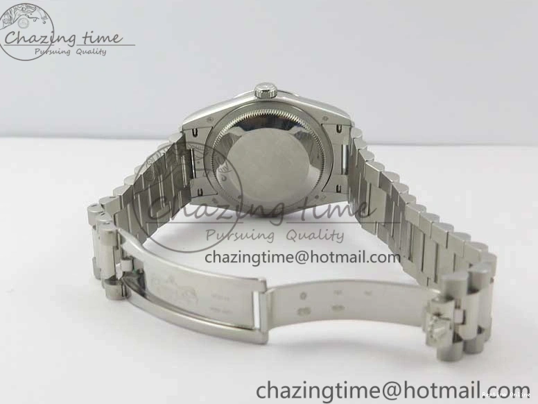 0415 TopPick Day-Date 36 SS 128239 Bp Maker Best Edition Black Dial Crystral Markers on President Bracelet 3149